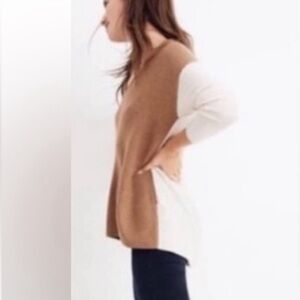 Madewell Kimball Colorblock V-Neck pullover Merino Wool Blend Size Medium